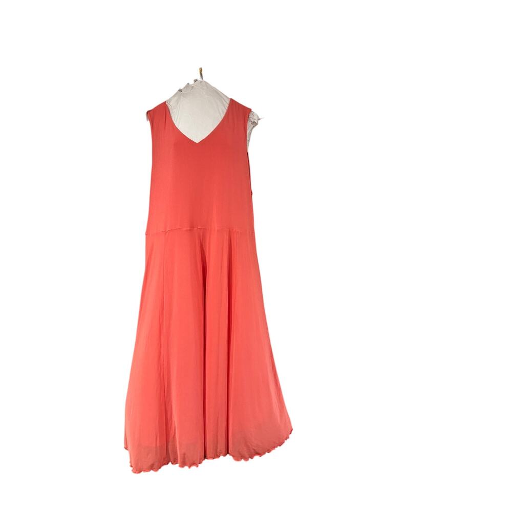 Coldwater Creek Dress Size 18 Coral Sleeveless V Neck Flowy A Line Midi